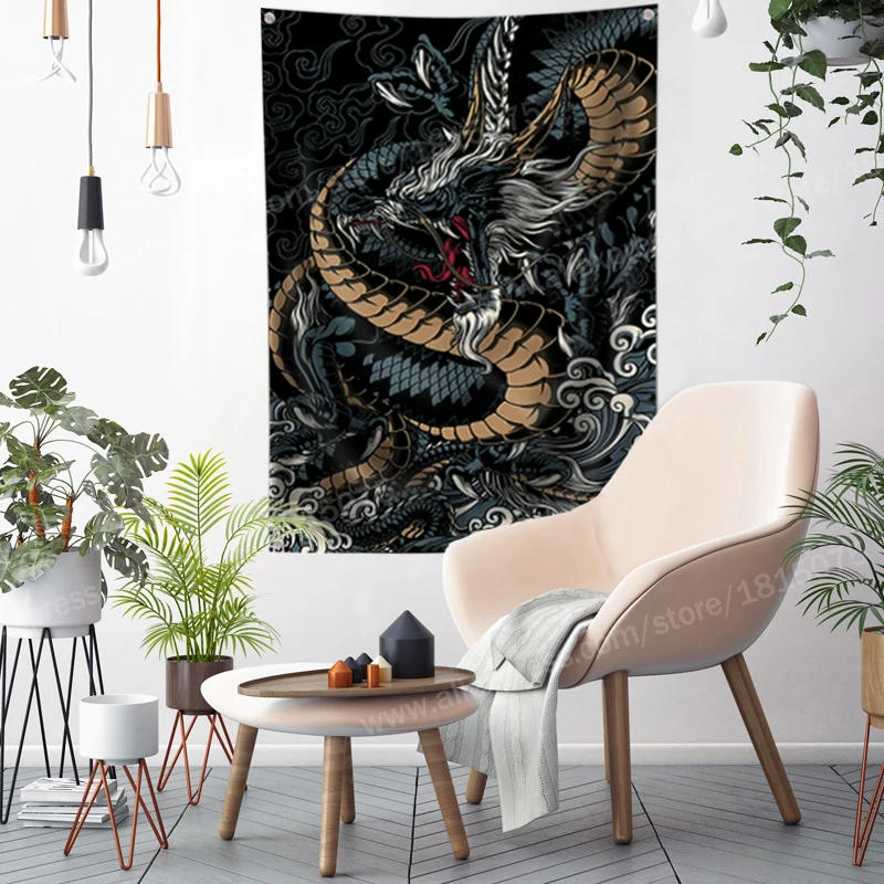 Ancient China Dragon God Flag Banner Polyester 144* 96cm Hang On The Wall 4 Grommets Custom Indoor Decoration |