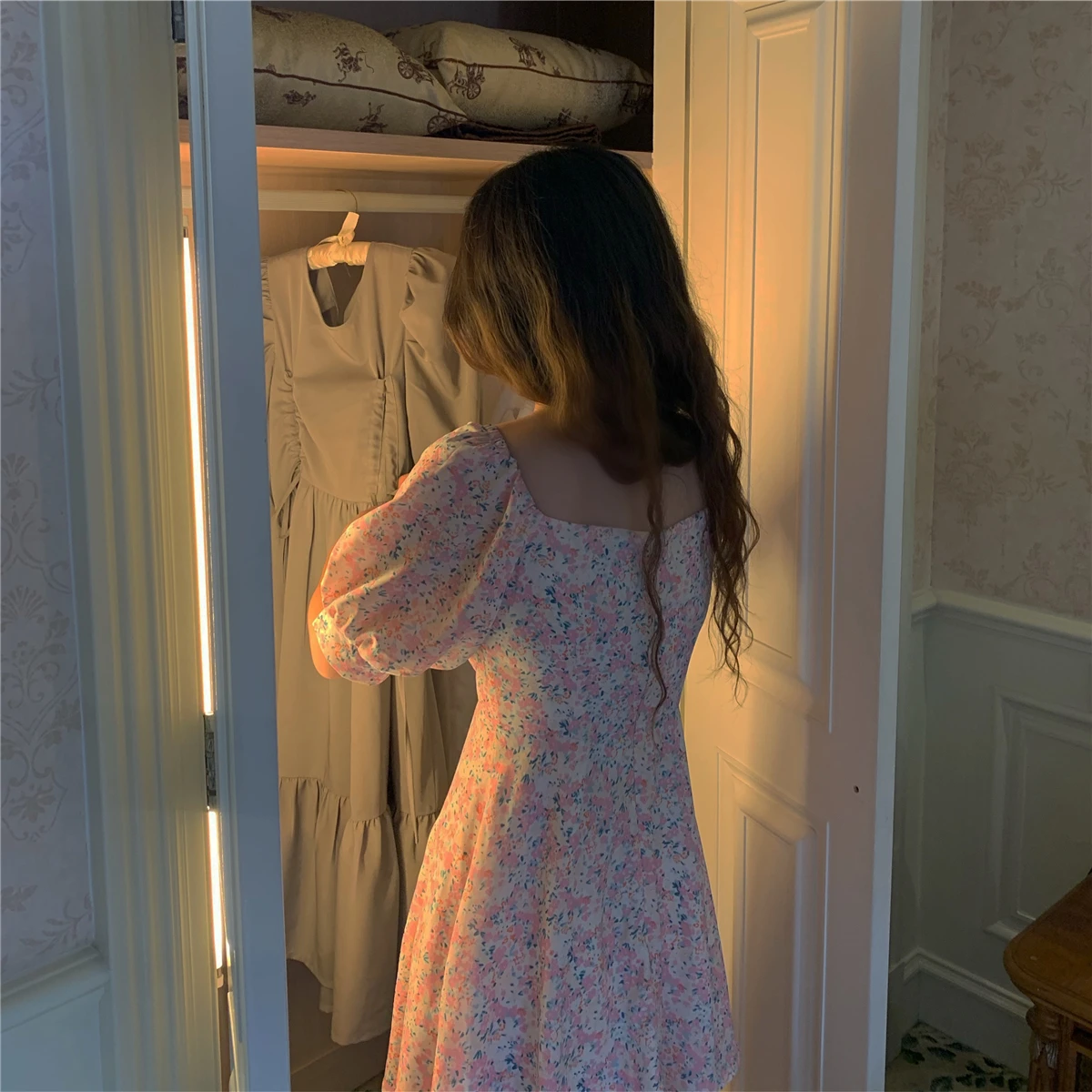 

Sunny Back Garden 2021 Summer New French Short Skirt Short Sleeve Pullover One Piece Summer Dress