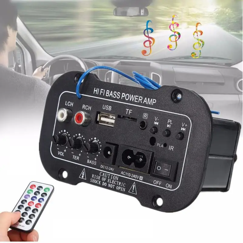 

50W Amplifier Board Audio Bluetooth-2.1 Car AMP USB FM Radio TF Player Subwoofer DIY Amplifiers For 12V Auto Car Truck RV Camper
