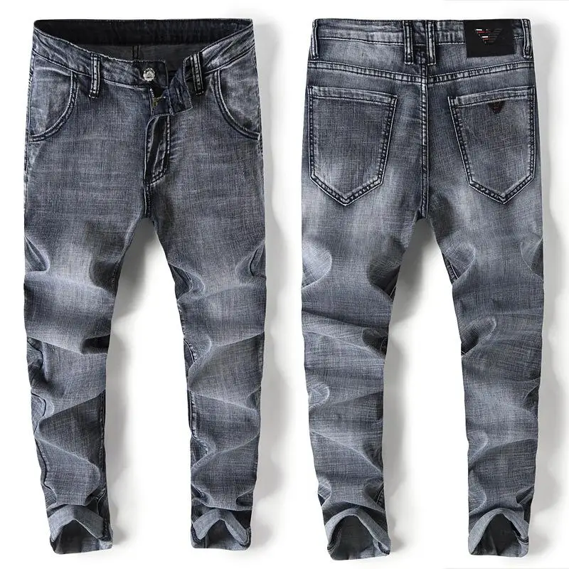 

New Men's Hole-Breaking Locomotive Jeans Straight Trousers Male Distressed Denim Pants Biker Jeans