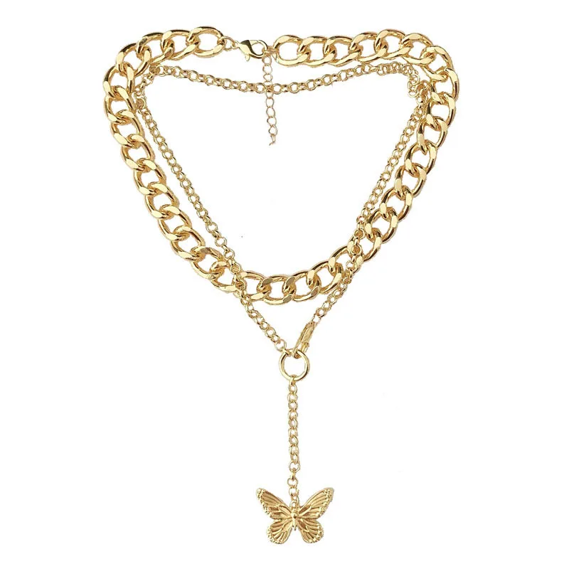 

Japan and South Korea simple fashion personality retro butterfly pendant necklace female temperament exquisite clavicle chain