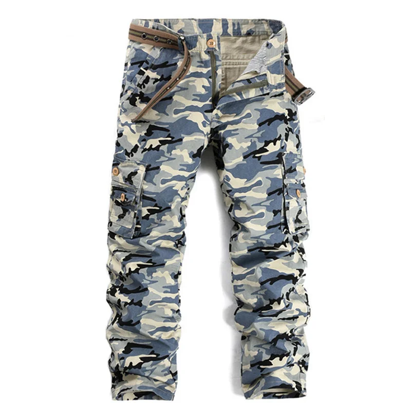 

[EL BARCO] 2017 New Cotton Camouflage Men Cargo Pants Autumn Soft Breathable Military Blue Army Green Male Jogger Trousers Cloth