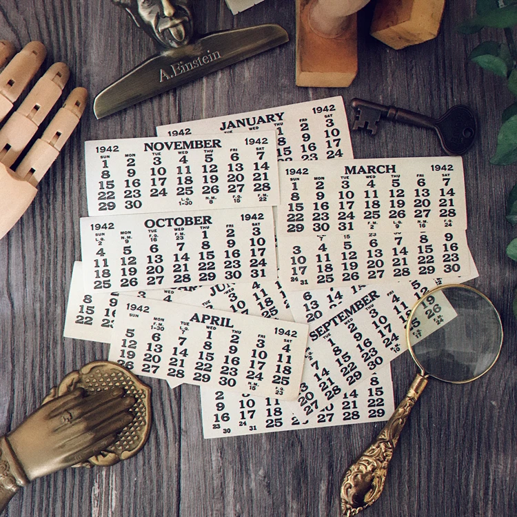

1942 Monthly Calendar notes tag letters stickers DIY creative Scrapbooking Decoration happy planner craft album stickers