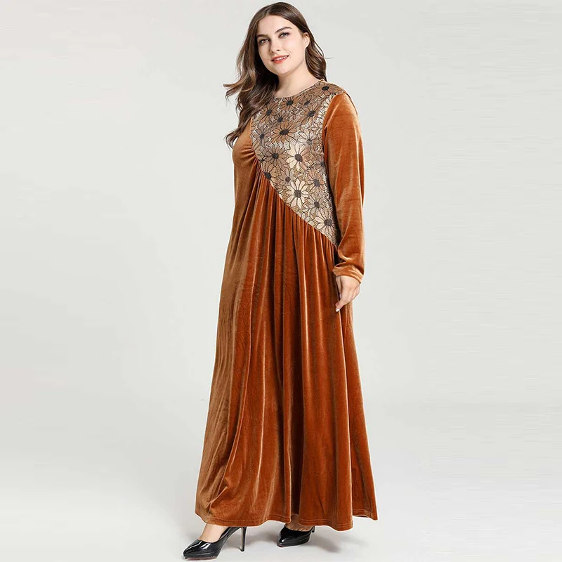 Платье на Ближнем Востоке арабское исламское жаккардовое с длинными рукавами