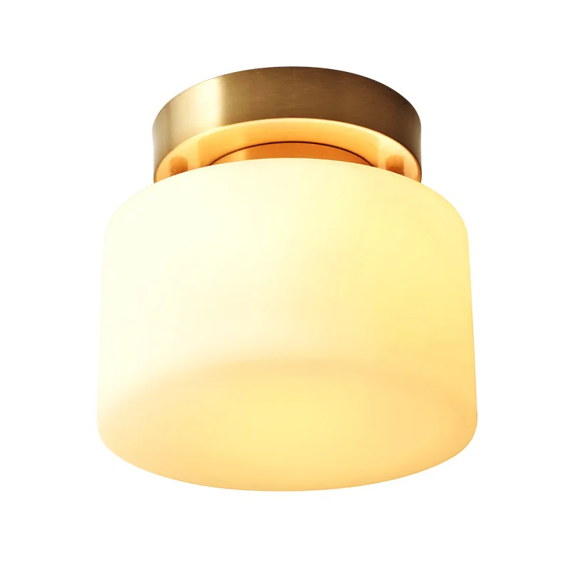 

Full Copper LED Ceiling Lights Glass E27 Corridor Lamp lamparas de techo For Bedroom Balcony Corridor Kitchen Lighting Fixtures