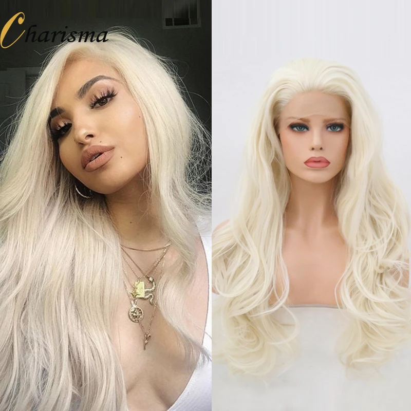 Парик Харизма блонд парик из синтетического кружева спереди длинные волнистые