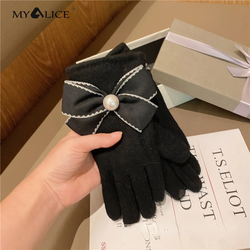 

Простые кашемировые перчатки, женская модная одежда, изысканные перчатки с разрезом на пальцах, бархатные теплые декоративные перчатки с б...