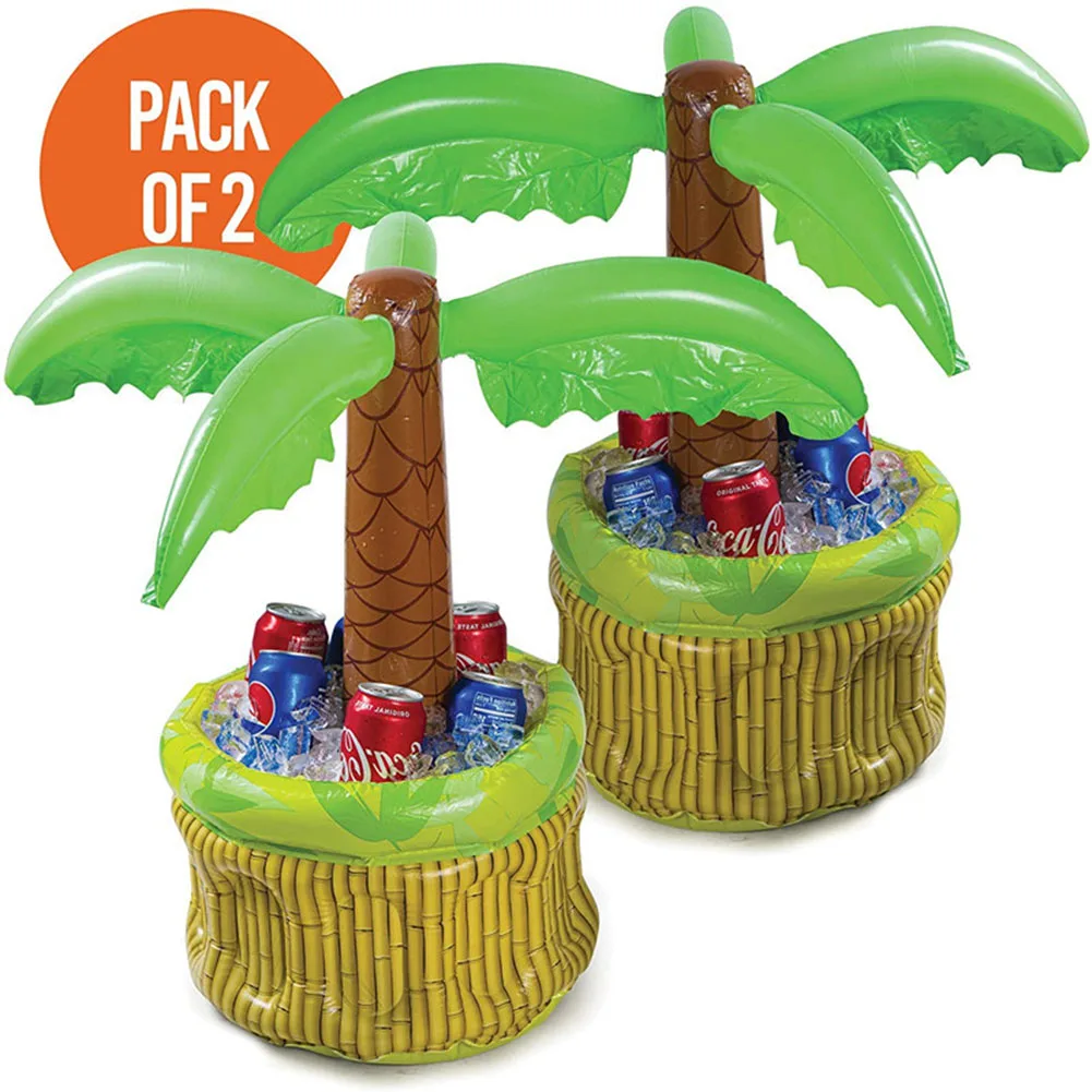 

Beach Party Beverage Cooler Bar Storage Ice Pad Coaster Container Plastic Inflatable Floating Coconut Ice Bucket