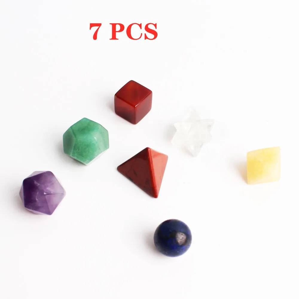 7 шт. камень чакра резной кристалл платонический полиэдр священные