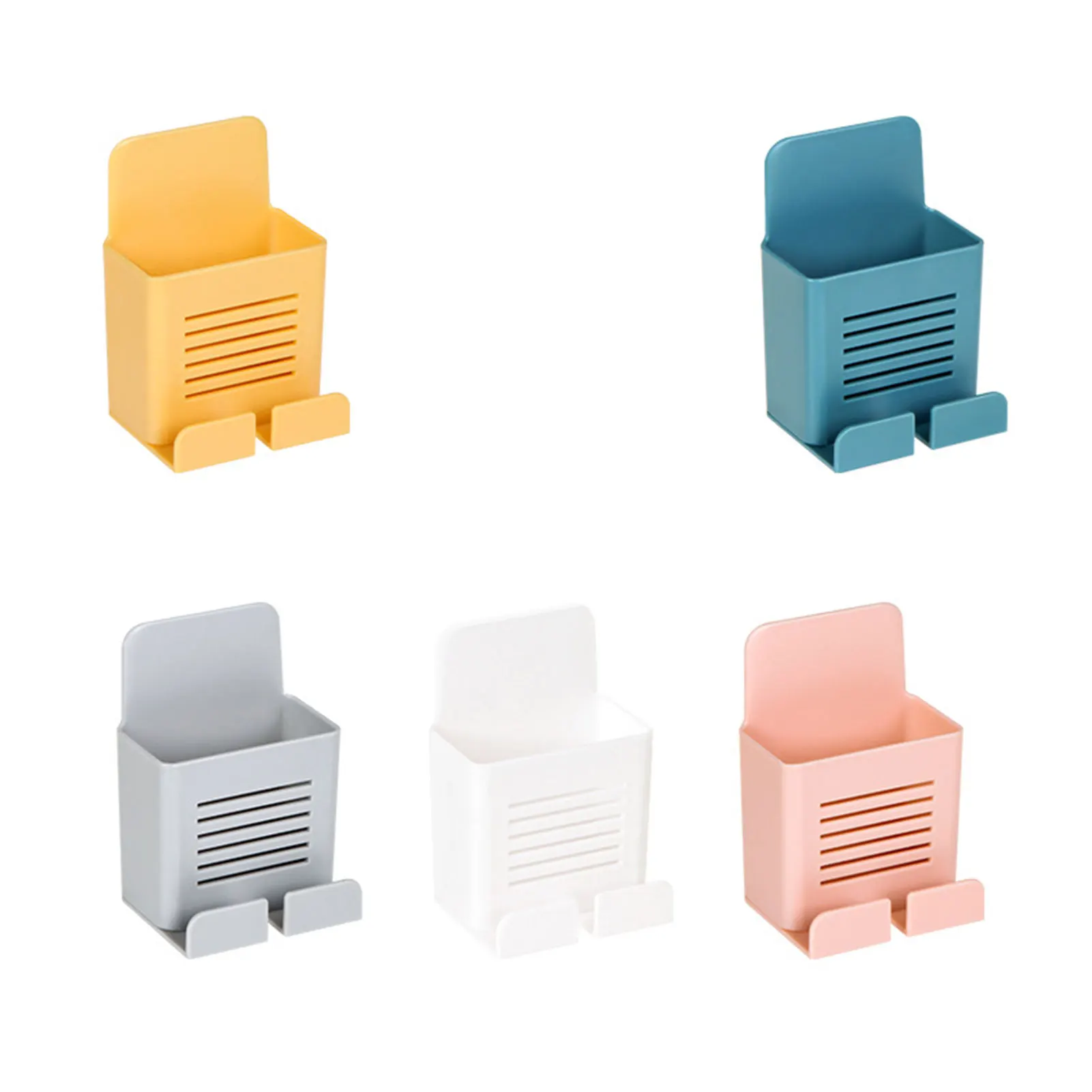 

5pcs Wall Mounted Mobile Phone Holder Remote Control Box Phone Rack Organizer Storage Box for Home and Office Use
