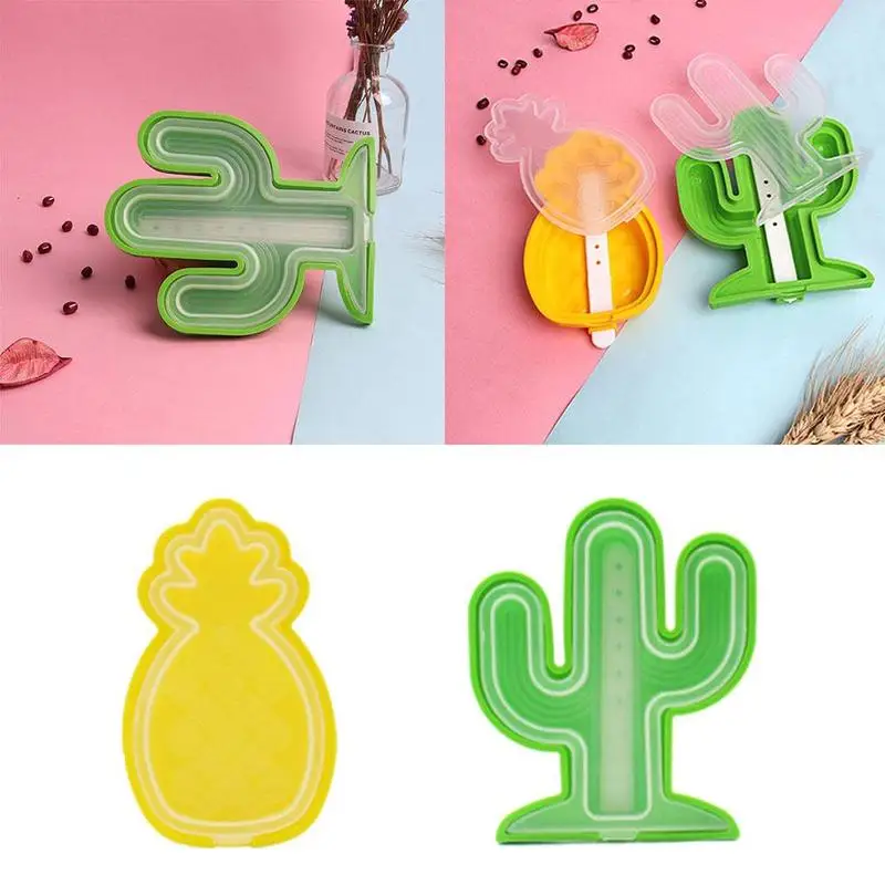 

Pineapple Cactus Popsicle Molds With Sticks Ice Cream Tools Silicone Molds Popsicle Making Ice Cartoon Mould Maker Ice E5T0