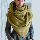 Женский осенне-зимний однотонный мягкий плотный теплый шарф-шаль с пуговицами и звездами