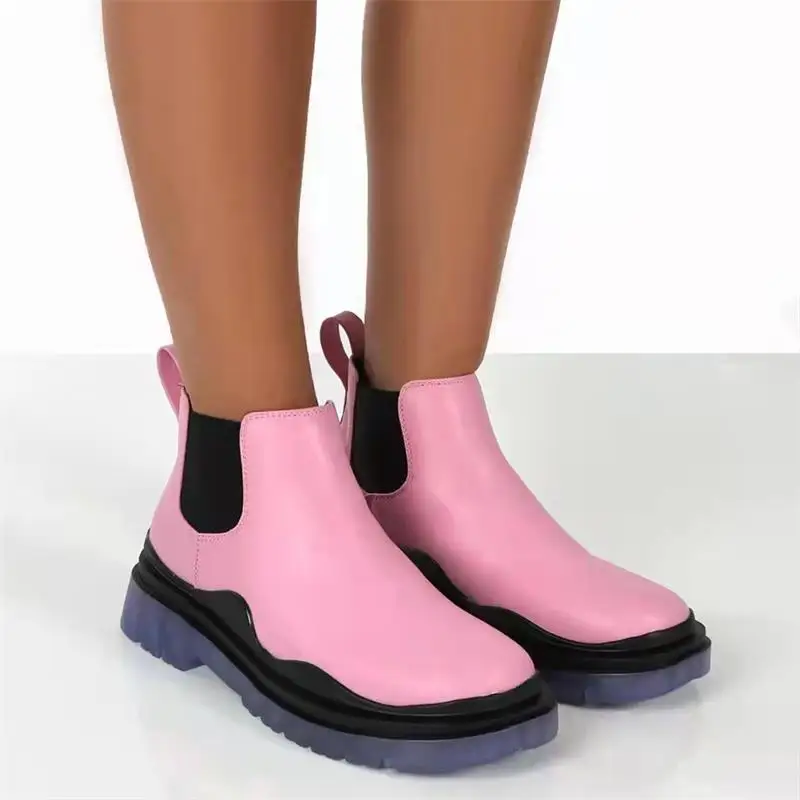 

Женские ботинки челси на толстой подошве, из мягкой кожи, на платформе