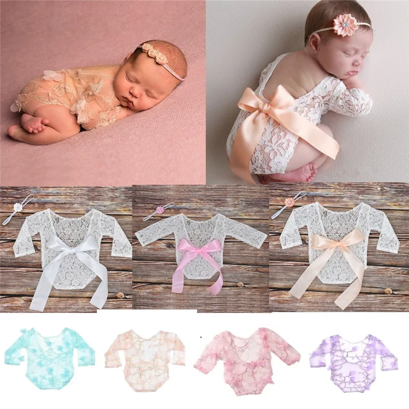Детские комбинезоны для новорожденных Реквизит фотосессии Кружевной комбинезон