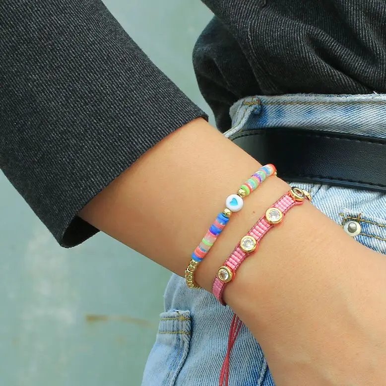 

QUANCHI Turkish Heart Pattern Beads Bracelet Jewelry For Women Fashion Jewelry Golden Beaded High Quality Bracelet Pulseras