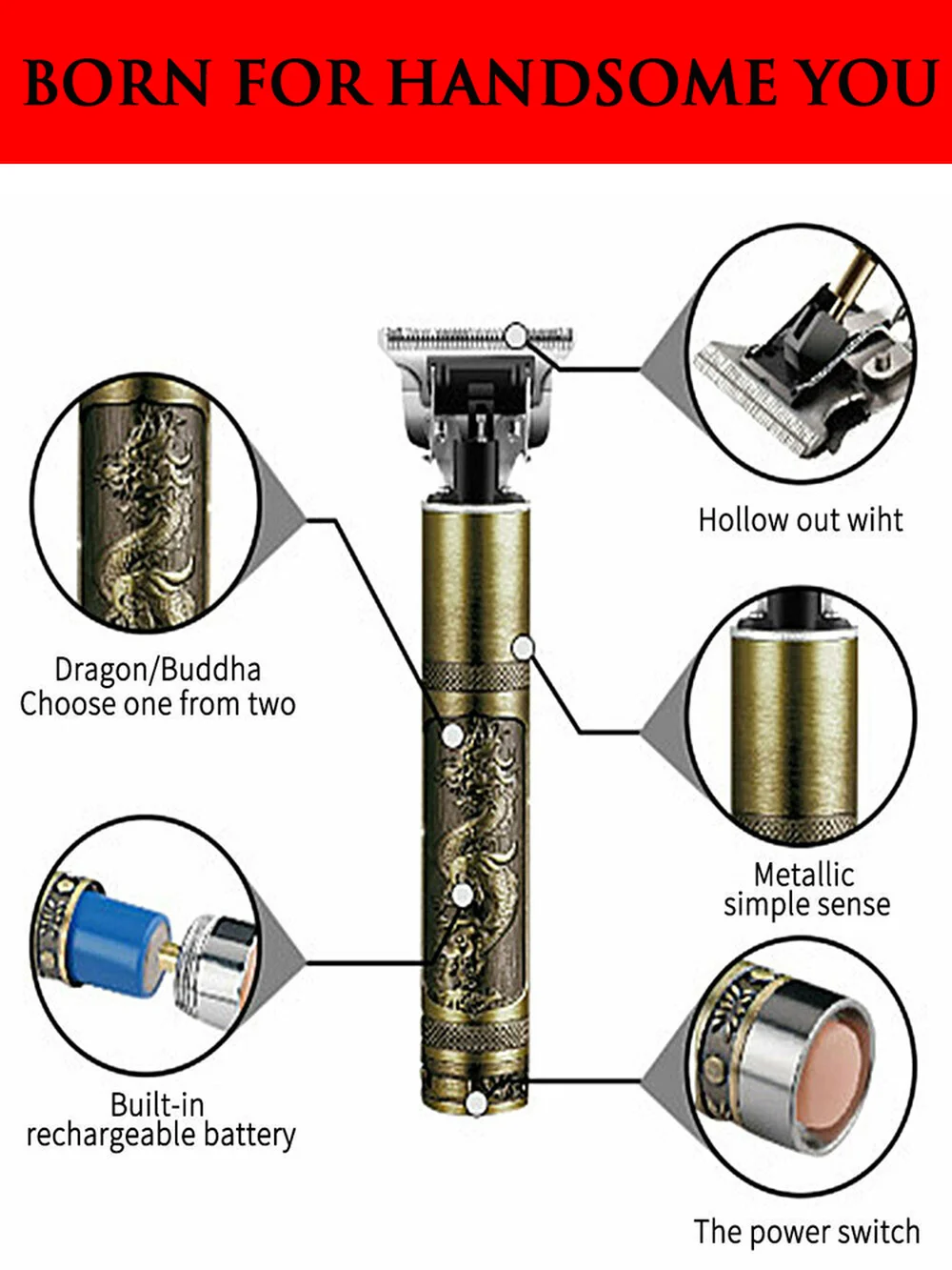 Kemei 1974 металлический Pro T OUTLINER Беспроводной Портативный триммер сухой Батарея