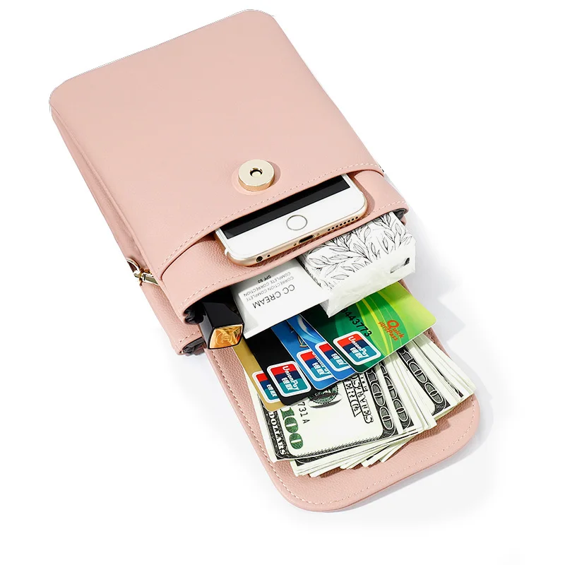 Colorful Cellphone Bag Fashion Daily Use Card Holder Small Shoulder Bag for Women Soft PU Leather Zipper Purse Mini Flap Pocket