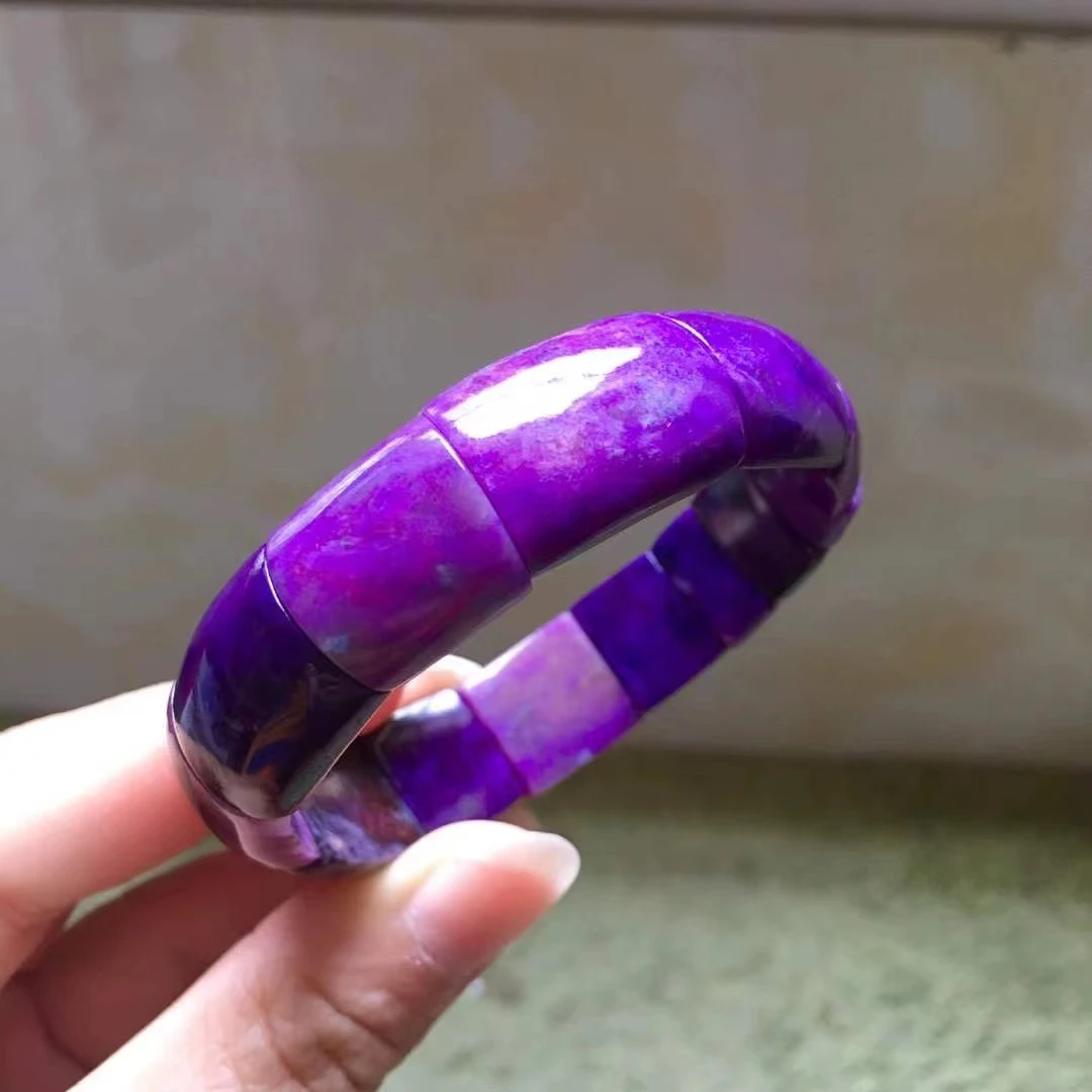 

Genuine Natural Purple Sugilite South Africa Bracelet Bangle Crystal Rectangle Beads Stretch Women Men 15.5*7mm AAAAAA