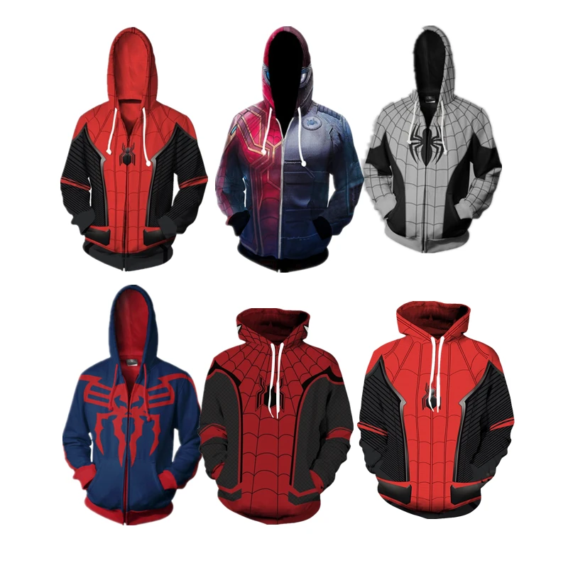 2019 толстовки с капюшоном из фильма Человек паук костюм Человека паука куртка на