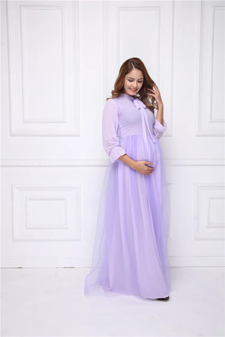 New maternity dresses for photo shoot pregnancy dress photography purple maternity gown Long dress Q1002