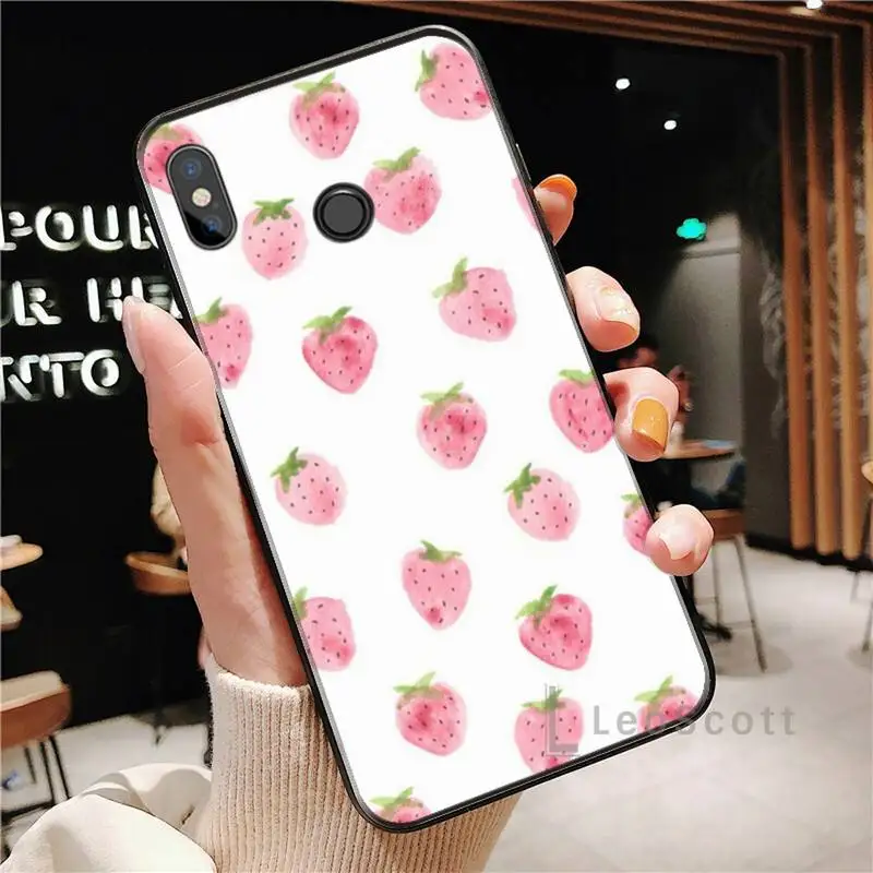 

Pink strawberry food Phone Case For Xiaomi Redmi Note 4 4x 5 6 7 8 pro S2 PLUS 6A PRO