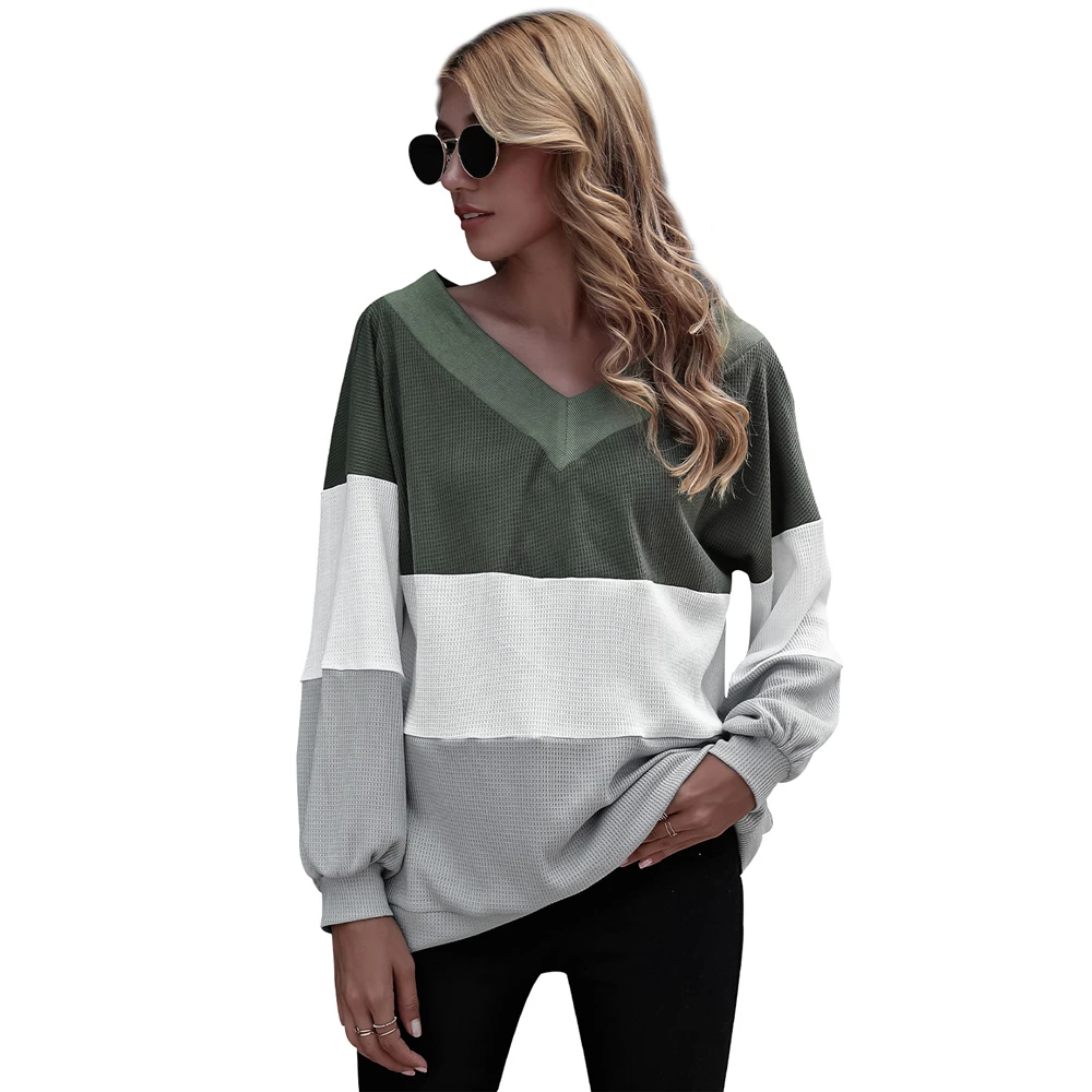 

Z-ONE 2021 Spring and Autumn New Women's T-shirt Stitching Strapless Sexy Loose Slash Neck Flared Sleeve Long Sleeve Tops S-XL
