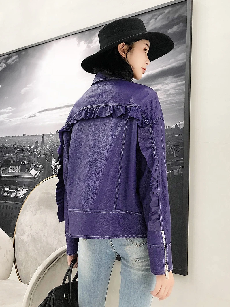 

JCHB 2021 Leather new coat Haining sheep leather leather leather leather leather coat women's fashion casual motorcycle