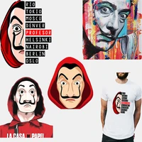 money heist house iron patches for clothing spain tv heat transfer ironing stickers on clothes t shirt jacket diy thermo patches