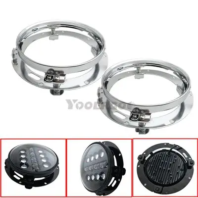 chrome 2pcs Хромированный 7-дюймовый круглый светодиодный Монтажный кронштейн для фар для Jeep Wrangler JK Land rover defender мотоцикл " B - Цвет: chrome 2pcs