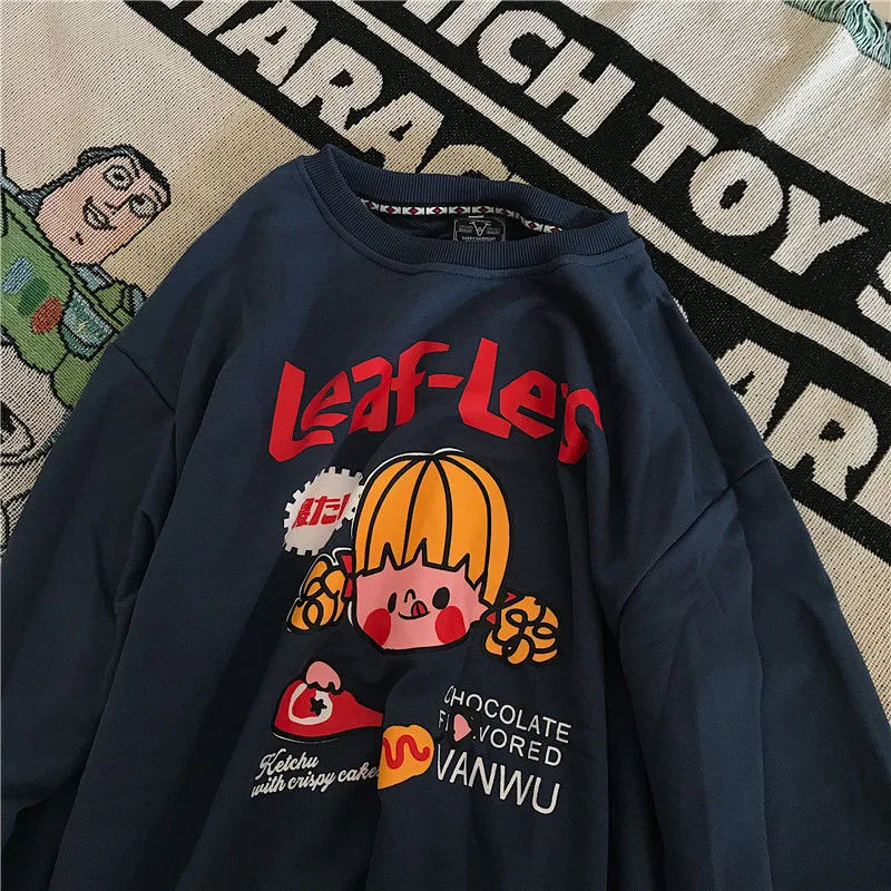 

Streetwear Harajuku Tops Kawaii Autumn Korean Fashion Japan Womens Loose Kawaii Red Green Girls Spring Cartoon Sweatshirts