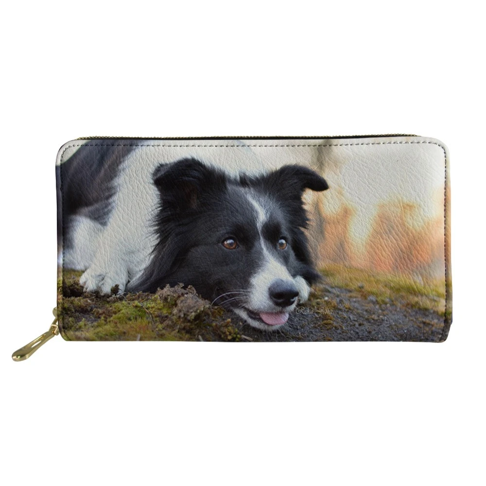 WHEREISART 3D Border Collie женский клатч с животным принтом Длинный кошелек индивидуальный