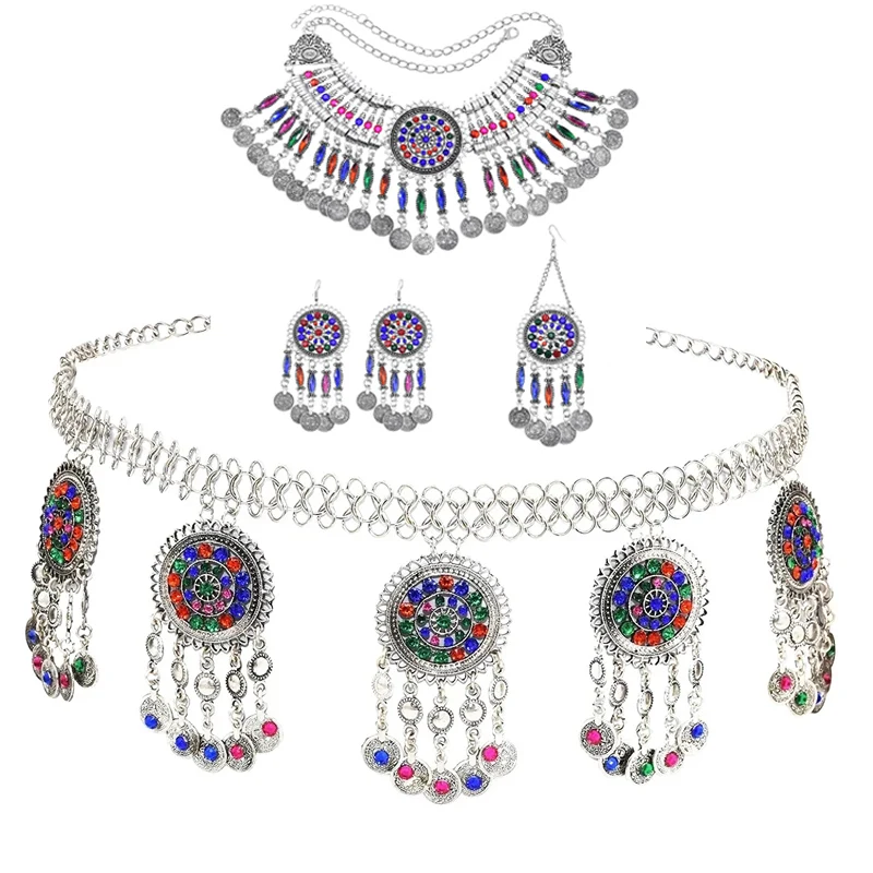 Женский ювелирный комплект из колье и серёг с кристаллами | Украшения аксессуары