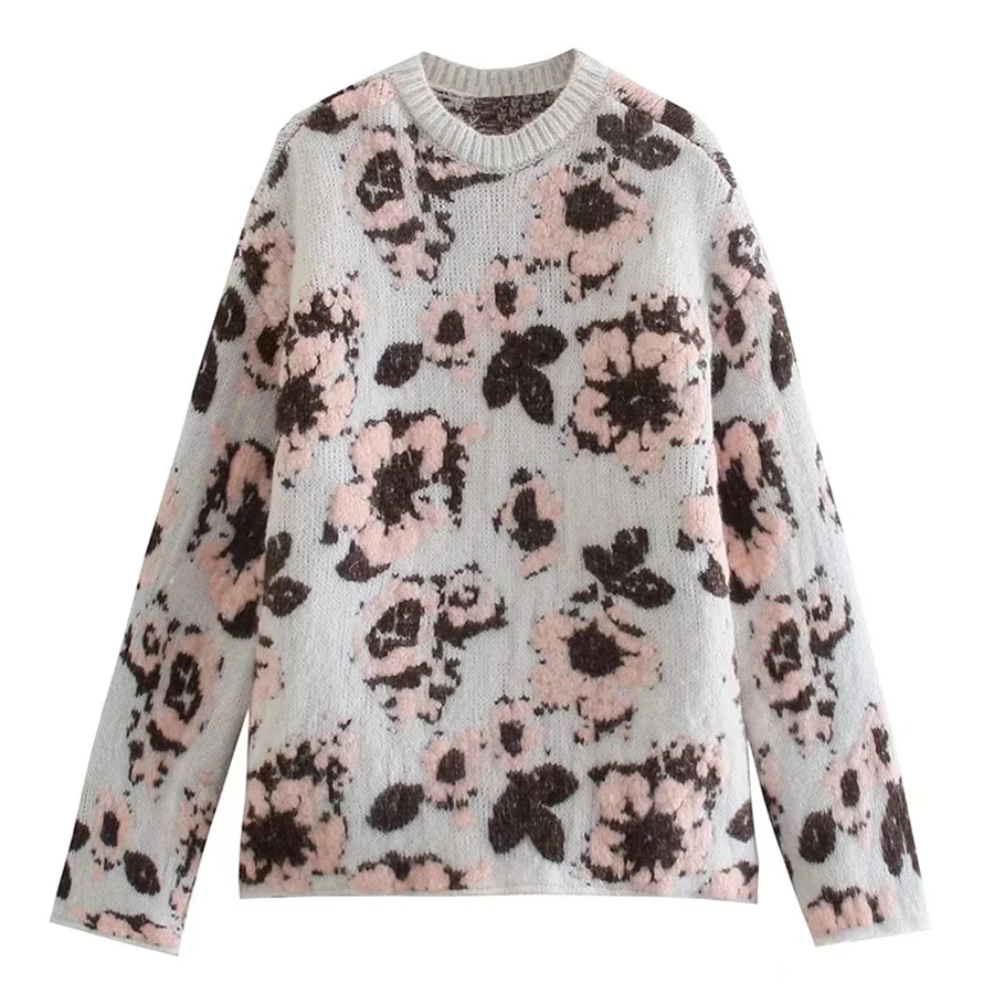 

Пуловеры Elmsk, топы, зимние свитера, женские пуловеры, Женский винтажный свободный свитер с круглым вырезом и цветочным принтом в английском ...