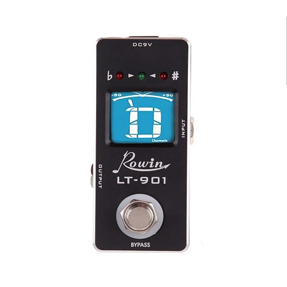 Гитарный тюнер Rowin цифровой мини для педали с цветным и истинным обходом ЖК