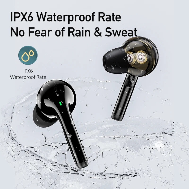 Awei TWS T12 Dual Dynamic Driver Earbuds Bluetooth-compatible 5.1 Earphone Deep Bass With Mic For Phones Headphone | Электроника