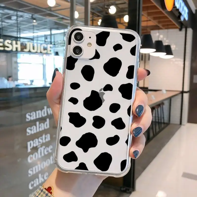 

Cow Pattern fashion Phone Case Transparent for iPhone 11 12 mini pro XS MAX 8 7 6 6S Plus X 5S SE 2020 XR