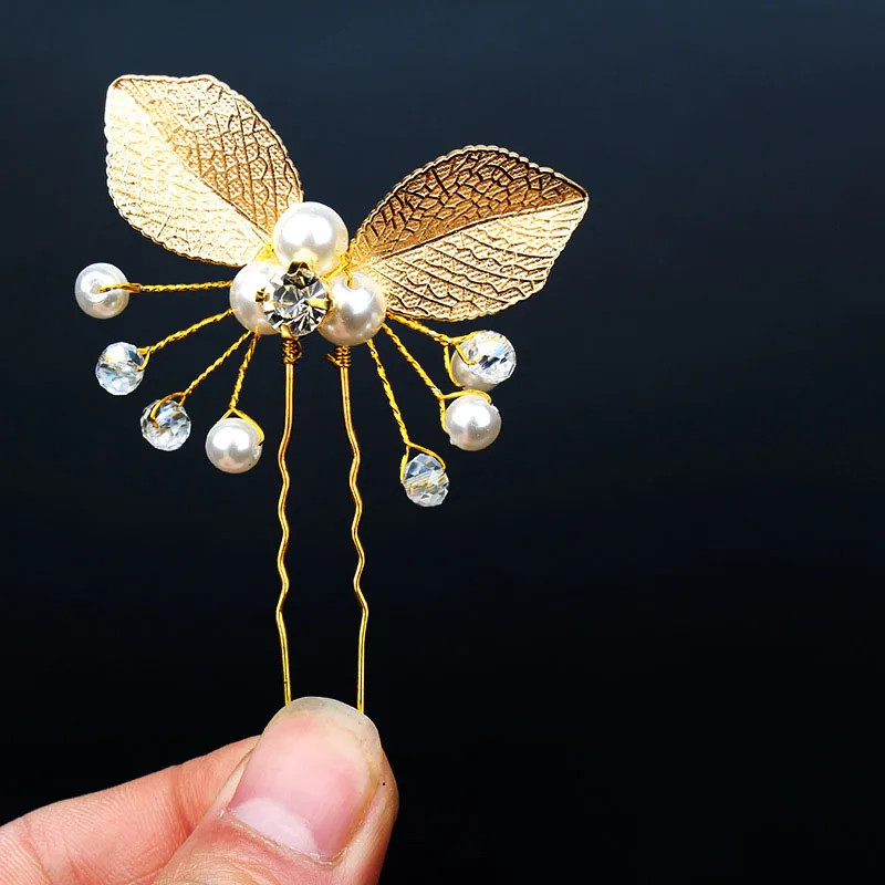 Заколки для волос ручной работы с кристаллами 1 шт. элегантный жемчужный цветок |