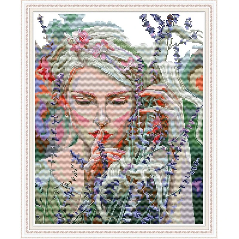 

Listen to the quiet cross stitch kit aida 14ct 11ct count print canvas cross stitches needlework embroidery DIY handmade