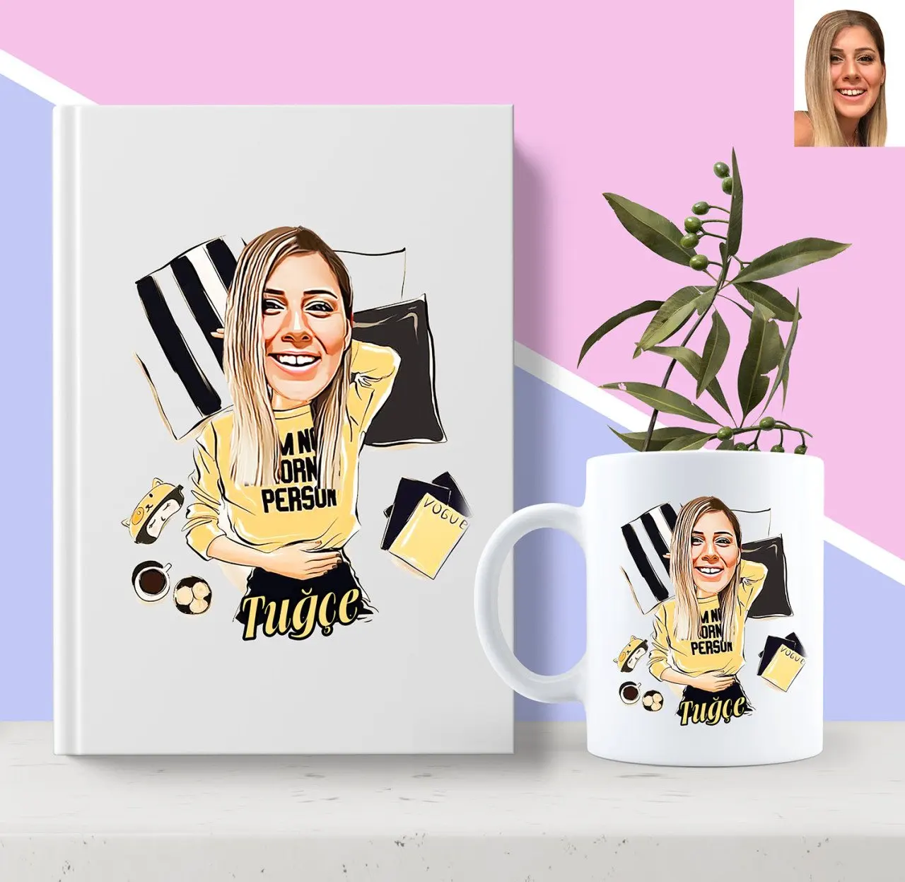 

Персонализированные Женские икона моды карикатура белого Леджер и кружка подарок Seti-6