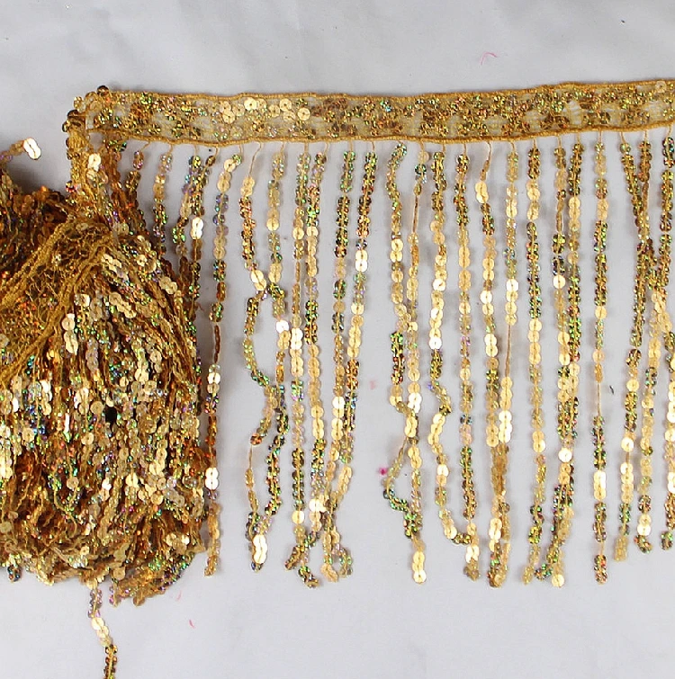 6 ярдов 30 см Лазерная расшитая блестками отделка бахромой DIY шитье латинское