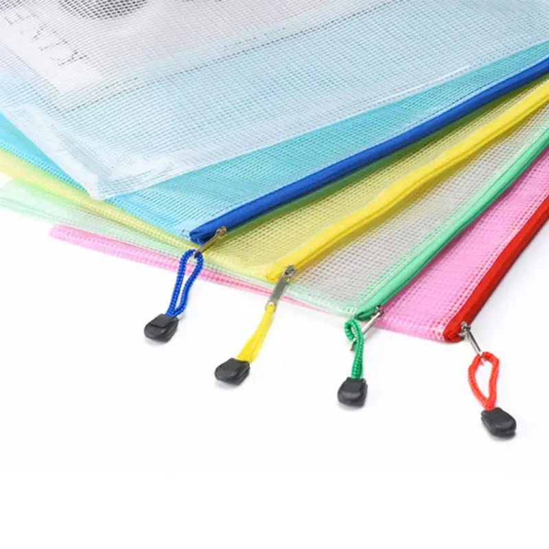 

A4 Size Mesh Document File Bags Storage Pouch with Zipper for Cosmetics Offices M17F