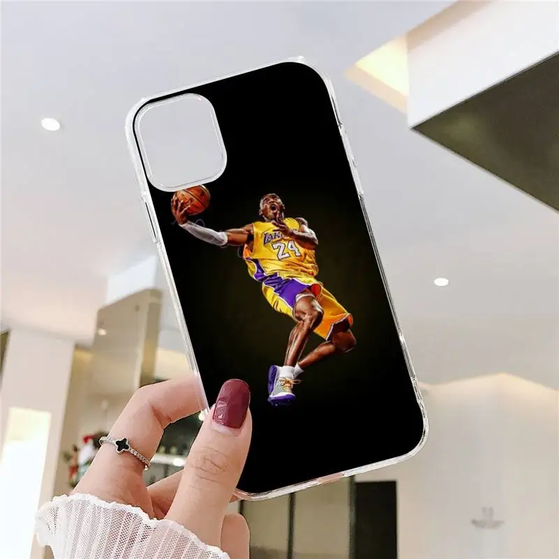 

Kobe Bryant Phone Case Transparent soft For iphone 5 5s 5c se 6 6s 7 8 11 12 plus mini x xs xr pro max