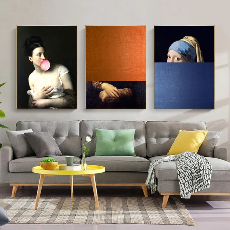 

Classical European Woman Fun Art Canvas Painting Prints and Posters Cuadros Wall Abstract Pictures for Living Room Home Decor