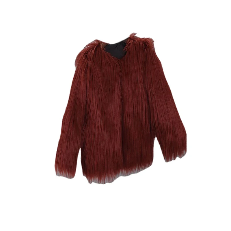 FAMILY Faux Fur Coat Women's Winter Jacket Waistcoat Family Matching Outfits Sheepskin Coat 2021 Mother Kids Fur Coat