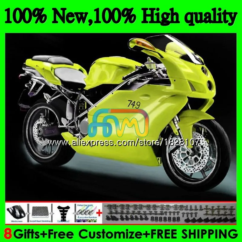 

Корпус OEM для DUCATI 749R 999R желтый зеленый 749S 999 S 749 999 05 06 Кузов 79BS.32 749-999 CC 749 999 S R 2005 2006 комплект обтекателей