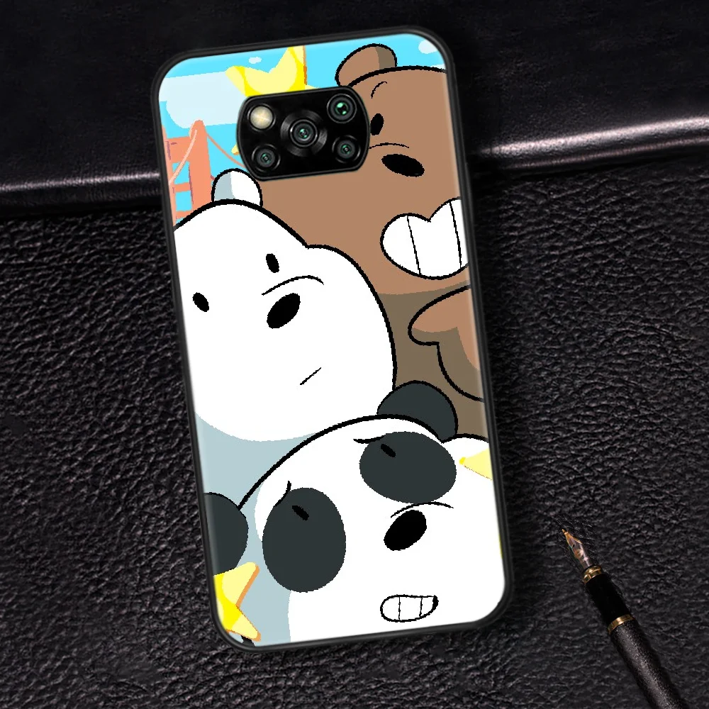 

Cute Cartoon We Bare Ice Bear Phone case Cover Hull For Xiaomi Mi A2 A3 8 9 SE 9T 10 10T Lite Pro Ultra Poco x3 black Prime Soft