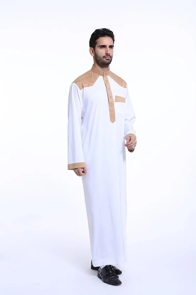 Популярные Исламская одежда Для мужчин длинные рукава Абаи мусульманский