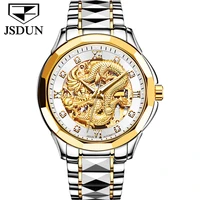 dragon skeleton automatic mechanical watches for men wrist watch stainless steel strap gold clock 50m waterproof mens watch 8840