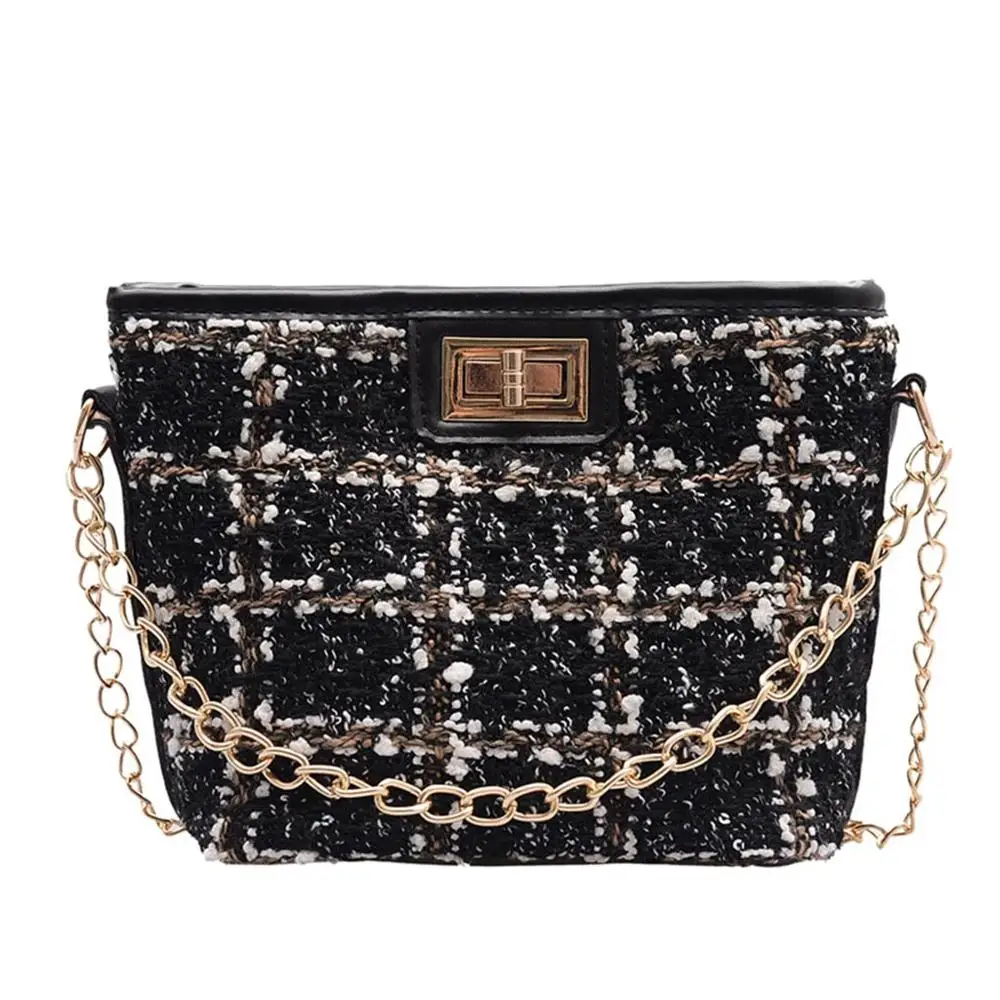 Модная черно-белая сумка через плечо на цепочке женская клатч Женская трендовая