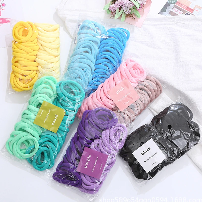 

50pcs/lot Girls Solid Color Big Rubber Band Ponytail Holder Multicolor Headwear Elastic Hair Bands Korean Girl Hair Accessories